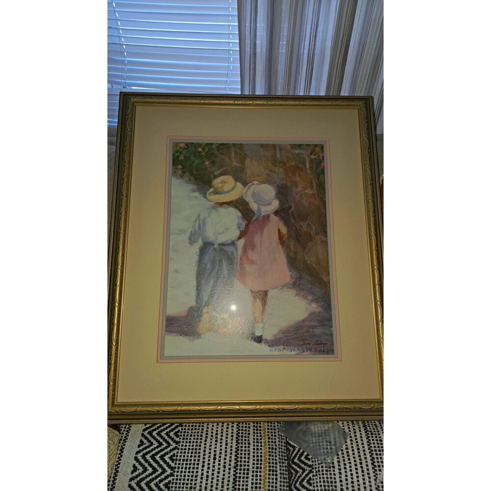XL Ivan Anderson Signed Matted & Framed Children Portrait Impressionism Print
